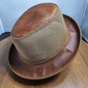 Ace Leather/Mesh Fedora Hat | American Hat Makers | Copper | NWT | Medium/Large